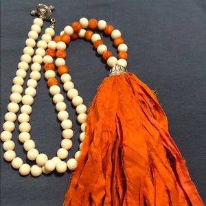 Clemson Colors!  Orange Silk Tassel Necklace